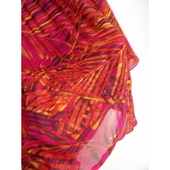 Catherines Blouse Women 2X-22/24W Floral Crinkle Beaded Asymmetrical Tropical - Picture 4 of 11